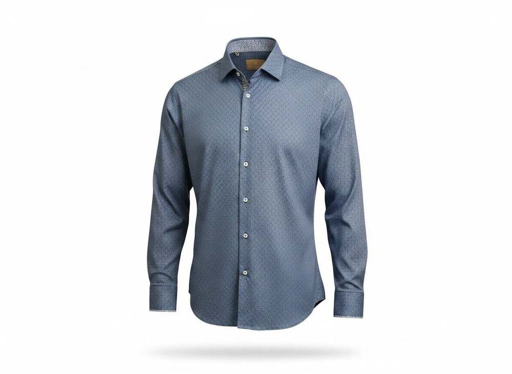 Luchiano Visconti Men's Long Sleeve Geometric Pattern Button-Up Shirt